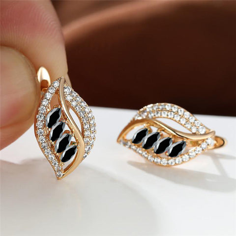Ins Leaf-shaped Rhinestones Earrings Fashion Unique Zircon-encrusted Stud Earrings Women&
