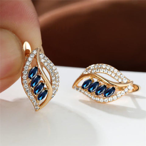 Ins Leaf-shaped Rhinestones Earrings Fashion Unique Zircon-encrusted Stud Earrings Women&