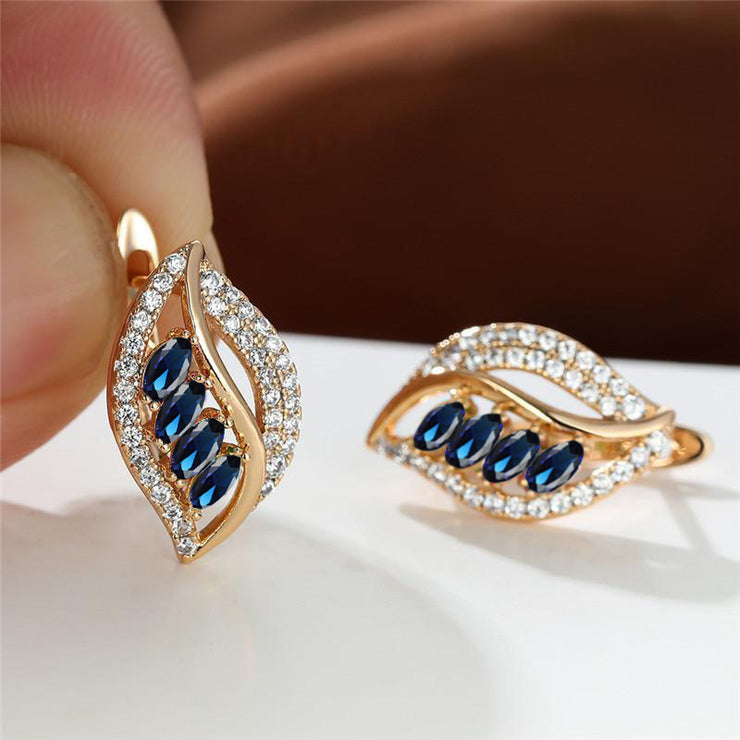 Ins Leaf-shaped Rhinestones Earrings Fashion Unique Zircon-encrusted Stud Earrings Women&