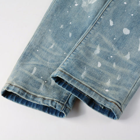 Vintage Paint Broken Holes Pants Men&