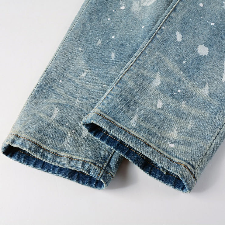 Vintage Paint Broken Holes Pants Men&
