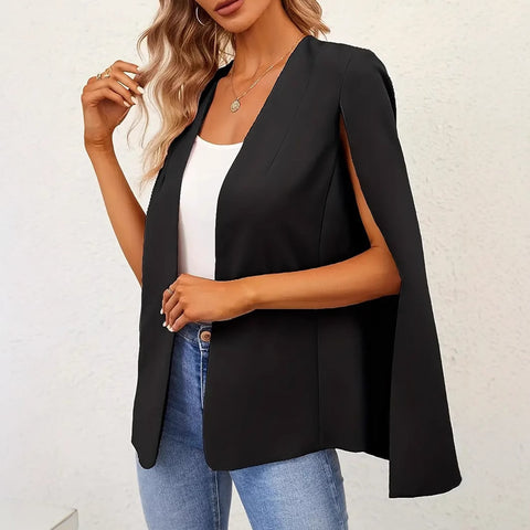 Cloak Solid Long Sleeve Cardigan Front Cape Sleeve Small Suit Jacket