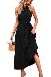 Halter Lace-up Casual Loose Stitching Dress