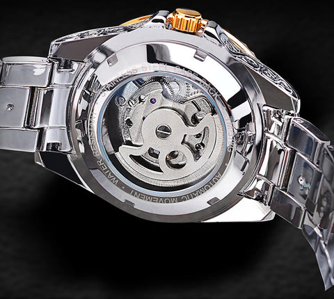 Forsining Skeleton Carved Tourbillon Mechanical Watches Luxury Men&