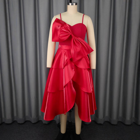 Bow Sexy Camisole Irregular Skirt Suit