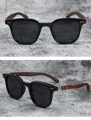 Retro Wood Grain Polarized Myopia Sunglasses UV Protection