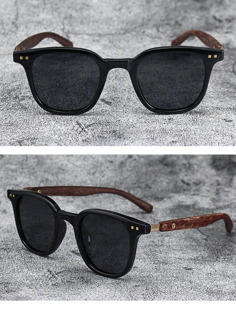 Retro Wood Grain Polarized Myopia Sunglasses UV Protection