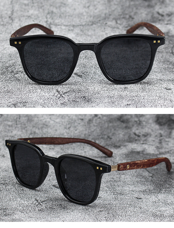 Retro Wood Grain Polarized Myopia Sunglasses UV Protection