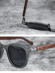 Retro Wood Grain Polarized Myopia Sunglasses UV Protection