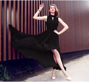 Waist Slimming Chiffon Dress With Big Slits