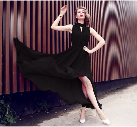 Waist Slimming Chiffon Dress With Big Slits