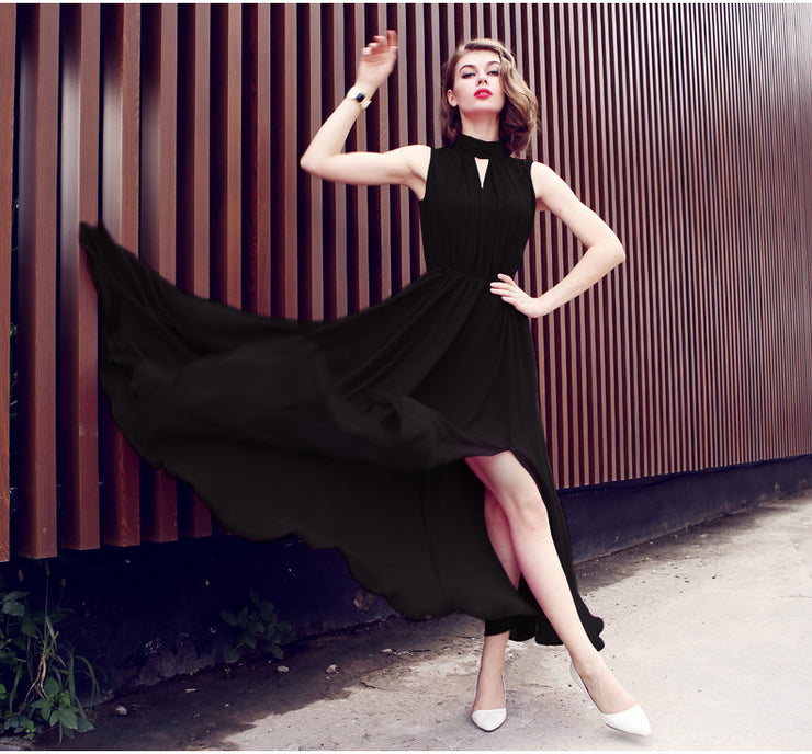 Waist Slimming Chiffon Dress With Big Slits