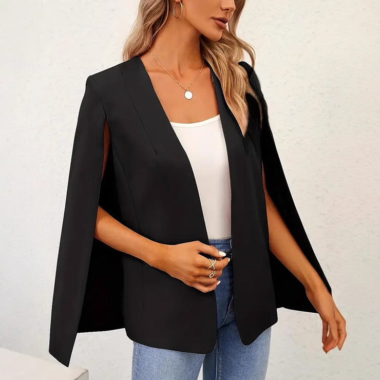 Cloak Solid Long Sleeve Cardigan Front Cape Sleeve Small Suit Jacket