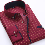 New Men's Slim Business Formal Wear Men's Interlining Printed Thin Casual Shirt