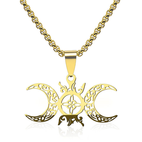 Triple Moon Celtic Knot Pendant Necklace