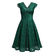 V-neck sleeveless lace dress