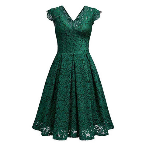 V-neck sleeveless lace dress