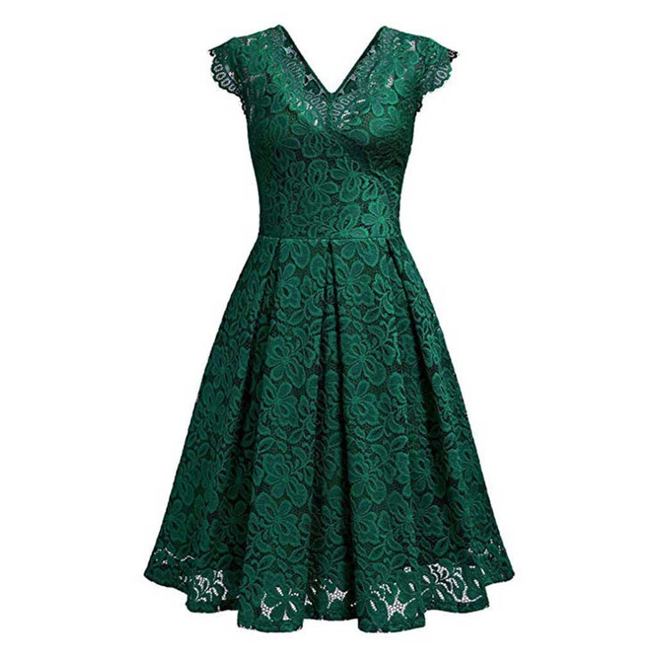 V-neck sleeveless lace dress