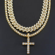 Cross 4.0mm Diamond Studded Single Row Men's Necklace