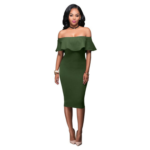 Off Shoulder Ruffles Dress