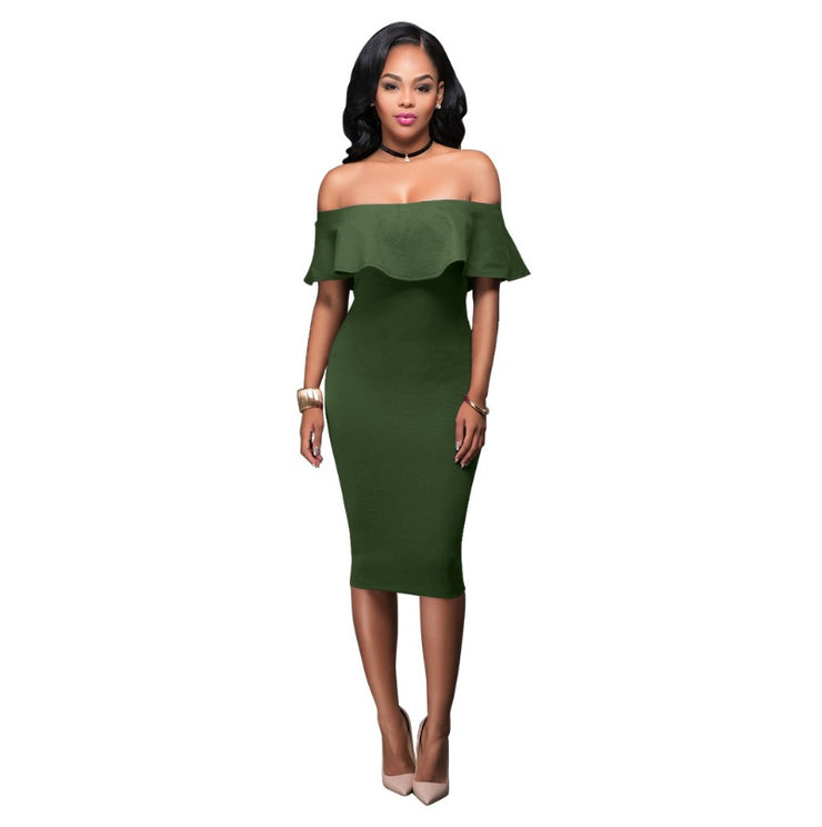 Off Shoulder Ruffles Dress