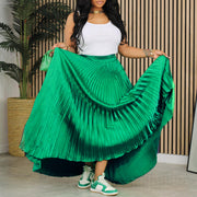 Plus Size Mid-high Waist Pleated Skirt