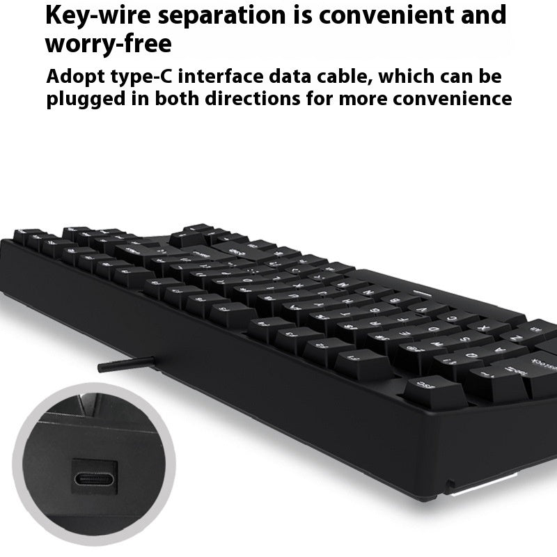 87 Key Wired Game Hot Plug Two Colors Mechanical Keyboard