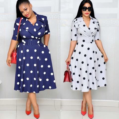 Dress Suit Collar Dots with Belt Large Size