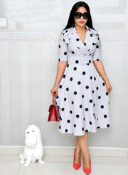 Dress Suit Collar Dots with Belt Large Size