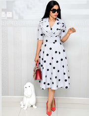 Dress Suit Collar Dots with Belt Large Size