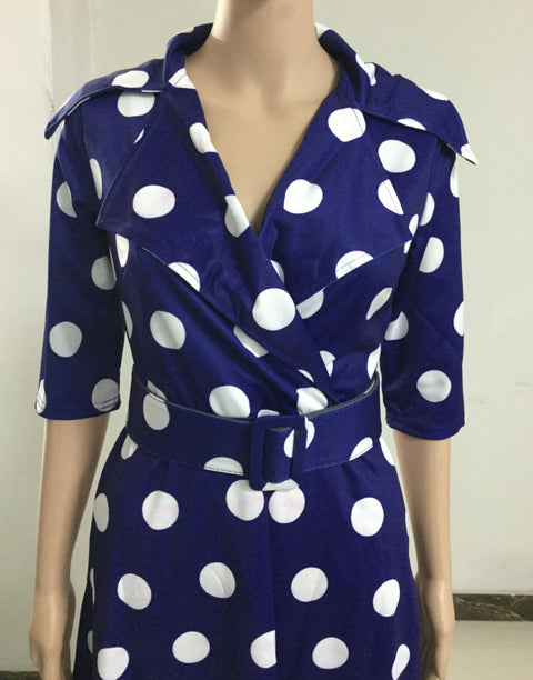 Dress Suit Collar Dots with Belt Large Size