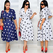 Dress Suit Collar Dots with Belt Large Size