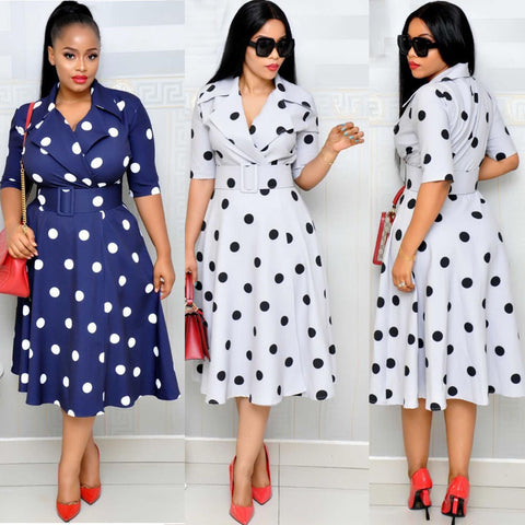 Dress Suit Collar Dots with Belt Large Size