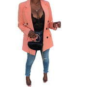 Women's Fashion Double-Breasted Mid-Length Blazer