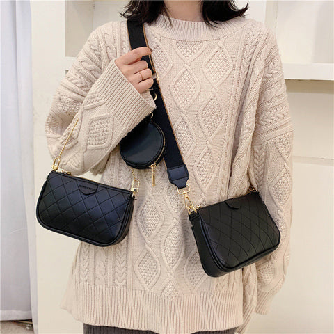 Lingge Wild Wide Shoulder Strap Messenger Picture Bag