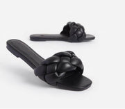 Summer Big Size Braided Belt Slippers Female Foreign Trade Low-Heeled Fashion European And American Sexy Braided Rope Sandals