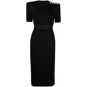 Round Neck Bag Hip High Waist Mid-Length Skirt Skirt Solid Color Black Knitted Temperament Commuter Dress European And American Style