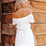 Women's Embroidered Lace One Shoulder Street Style Dress