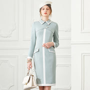 Round Waist Elegant Long-sleeved Commuter Temperament Pack Hip One-step Skirt