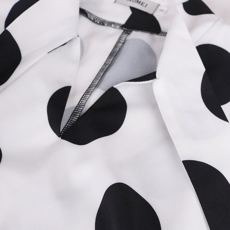 Round Neck Tie Bow Loose Loose Casual Women&