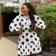 Round Neck Tie Bow Loose Loose Casual Women's Dress