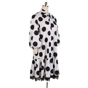 Round Neck Tie Bow Loose Loose Casual Women's Dress