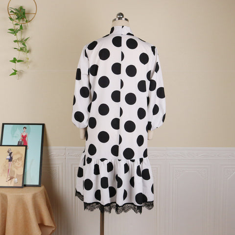 Round Neck Tie Bow Loose Loose Casual Women&
