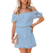 Women's Embroidered Lace One Shoulder Street Style Dress