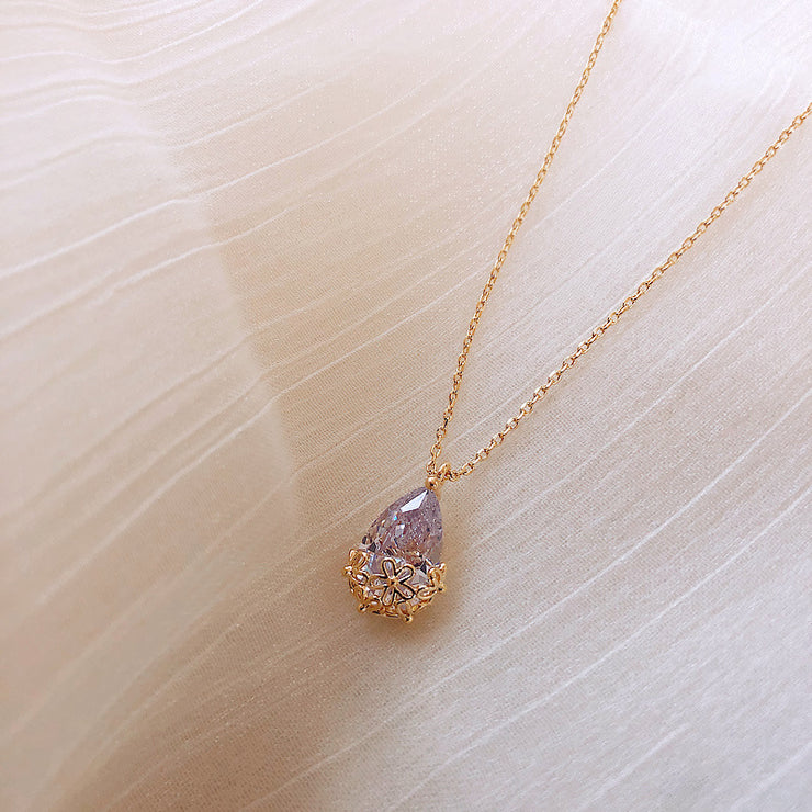 Crystal Water Drop Pendant Necklace Women&