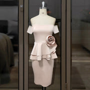 Sexy One-shoulder Back High Waist Large Size Slim Rose Dress Women