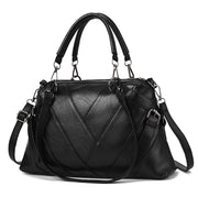 Fashion Handbag Soft Leather Hit Color Large Capacity Ladies Shoulder Bag Tide