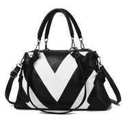 Fashion Handbag Soft Leather Hit Color Large Capacity Ladies Shoulder Bag Tide