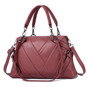 Fashion Handbag Soft Leather Hit Color Large Capacity Ladies Shoulder Bag Tide