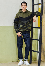 Colorblock Camouflage Hooded Sweater Men's Loose Pullover Jacket